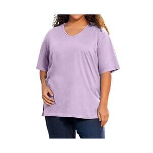 NEW ON THE PLUS SIDE side cotton short sleeve tee - plus in french lilac